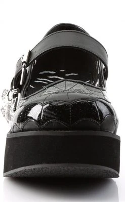 Demonia SPRITE-05 Black Vegan Leather Platform Mary Janes Shoes