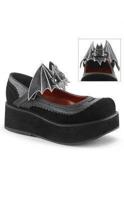 Demonia SPRITE-09 Black Vegan Leather Platform Mary Janes