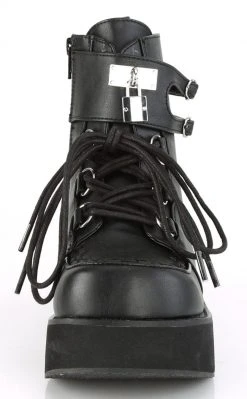 Demonia SPRITE-70 Black Vegan Leather Platform Ankle Boots Shoes