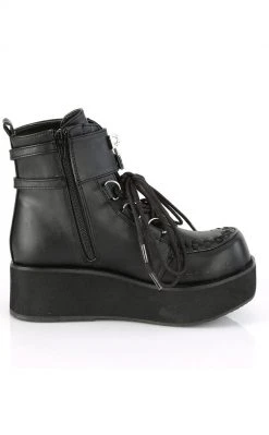 Demonia SPRITE-70 Black Vegan Leather Platform Ankle Boots Shoes