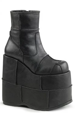 Demonia STACK-201 Black Vegan Leather Platform Boots Shoes