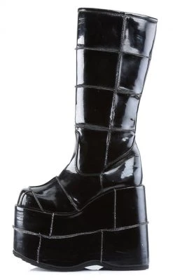 Demonia Shoes STACK-301 Black Patent Platform Boots