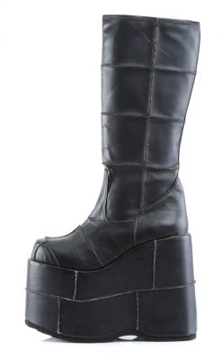 Demonia STACK-301 Black Vegan Leather Platform Boots (Au Stock)