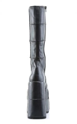 Demonia STACK-301 Black Vegan Leather Platform Boots (Au Stock)
