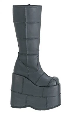 Demonia Shoes STACK-301 Black Vegan Leather Platform Boots