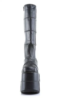 Demonia Shoes STACK-301 Black Vegan Leather Platform Boots