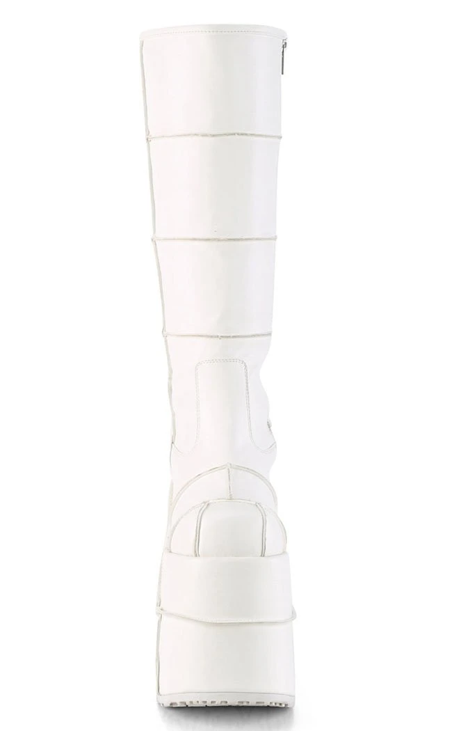 Demonia STACK-301 White Matte Platform Boots Shoes 4 Demonia STACK-301 White Matte Platform Boots Shoes