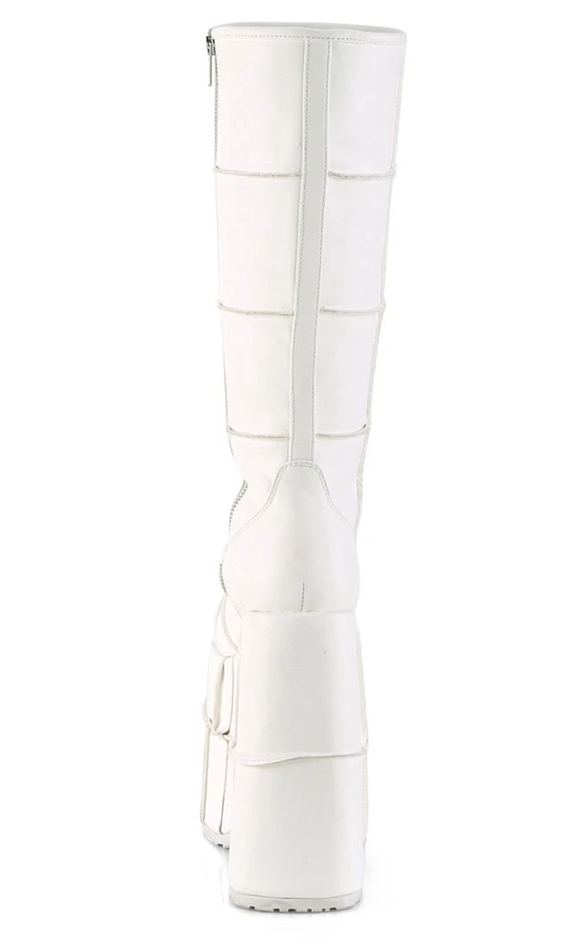 Demonia STACK-301 White Matte Platform Boots Shoes 6 Demonia STACK-301 White Matte Platform Boots Shoes