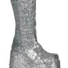 Demonia Shoes STACK-301G Silver Glitter Platform Boots