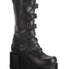 Demonia STACK-308 Black Vegan Leather Platform Boots Shoes
