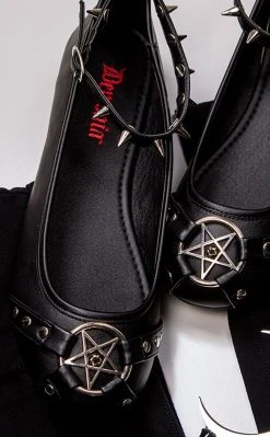 Demonia Shoes STAR-23 Black Gothic Ballet Flats