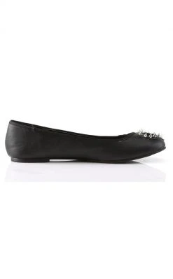 Demonia Sale STAR-24 Black Studded Ballet Flats (Last Pair: Size 6)