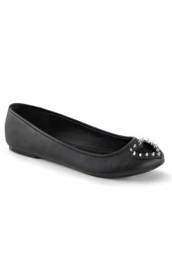 Demonia Sale STAR-24 Black Studded Ballet Flats (Last Pair: Size 6)