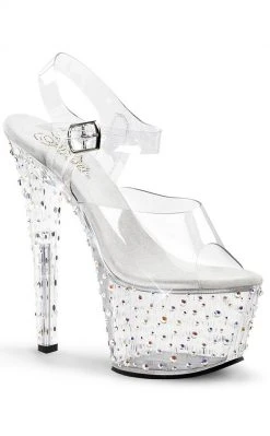 Pleaser STARDANCE-708 Clr/Clr-Slv Multi RS Heels Pole Shoes