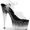 Pleaser Pole Shoes STARDUST-708T Clear/Black-Clear Heels