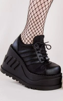 Demonia STOMP-08 Black Vegan Leather Platform Sneakers Shoes 9 Demonia STOMP-08 Black Vegan Leather Platform Sneakers Shoes