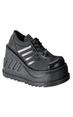 Demonia STOMP-08 Black Vegan Leather Platform Sneakers Shoes 11 Demonia STOMP-08 Black Vegan Leather Platform Sneakers Shoes