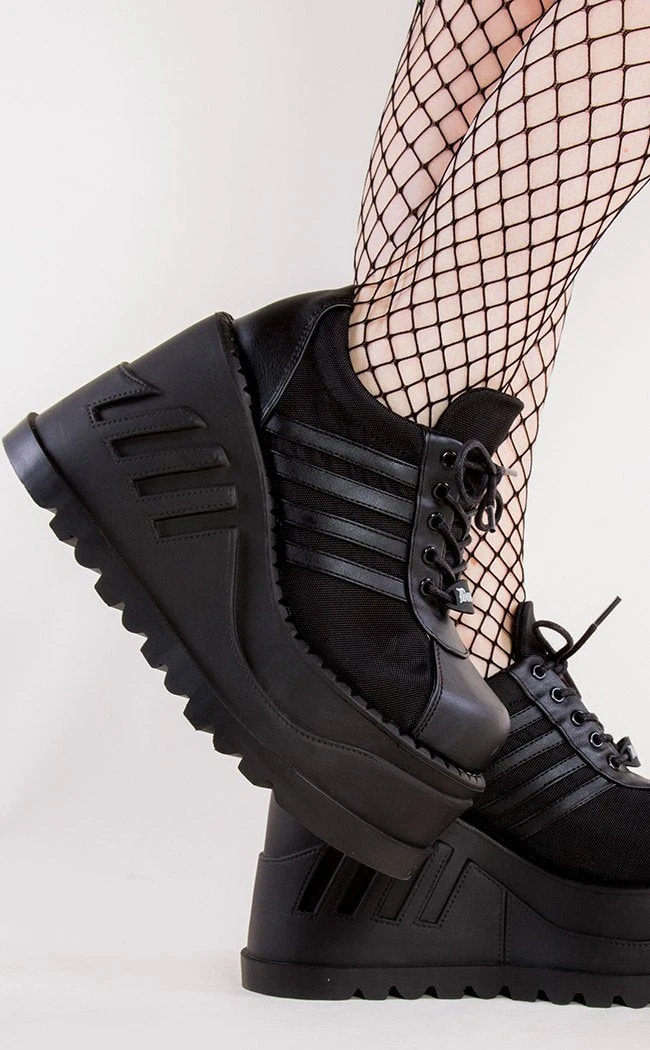 Demonia STOMP-08 Black Vegan Leather Platform Sneakers Shoes 3 Demonia STOMP-08 Black Vegan Leather Platform Sneakers Shoes