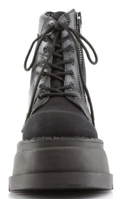Demonia STOMP-10 Black Vegan Leather Platform Boots