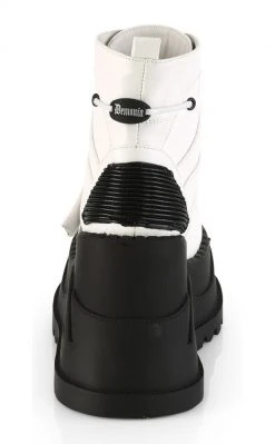 Demonia STOMP-13 White Vegan Leather Platform Ankle Boots