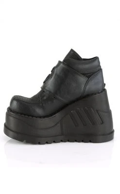 Demonia STOMP-15 Black Vegan Leather Platform Sneakers