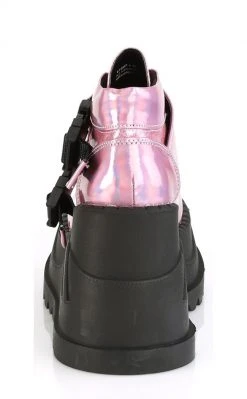 Demonia Shoes STOMP-15 Pink Holographic Platform Sneakers