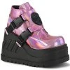 Demonia Shoes STOMP-15 Pink Holographic Platform Sneakers