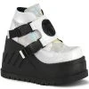 Demonia Shoes STOMP-15 White Holographic Platform Sneakers