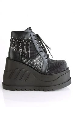 Demonia STOMP-18 Black Vegan Leather Platform Ankle Boots Shoes 11 Demonia STOMP-18 Black Vegan Leather Platform Ankle Boots Shoes