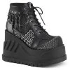 Demonia STOMP-18 Black Vegan Leather Platform Ankle Boots Shoes