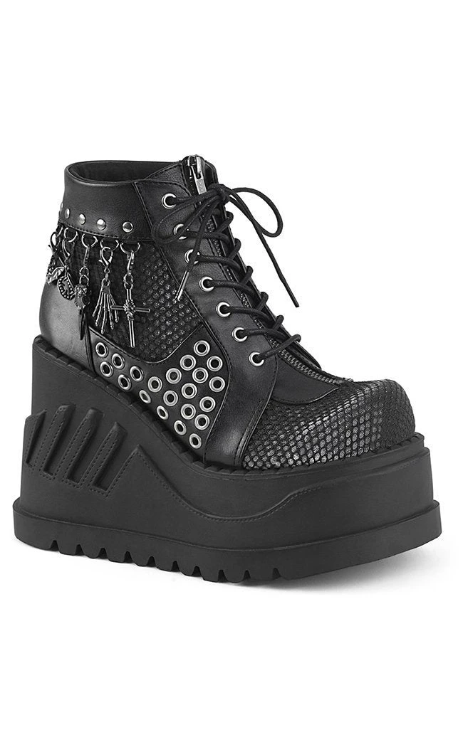 Demonia STOMP-18 Black Vegan Leather Platform Ankle Boots Shoes 3 Demonia STOMP-18 Black Vegan Leather Platform Ankle Boots Shoes