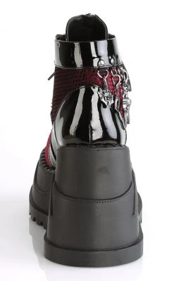Demonia STOMP-18 Burgundy Velvet Platform Ankle Boots Shoes