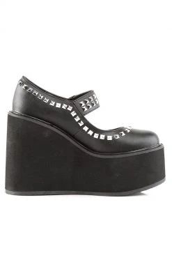 Demonia SWING-03 Black Vegan Leather Platform Mary Janes