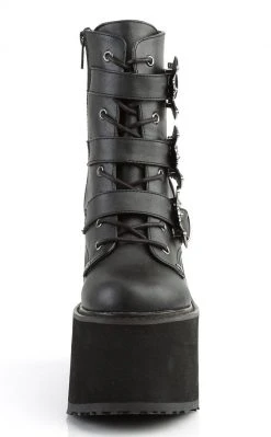 Demonia SWING-103 Black Vegan Leather Platform Ankle Boots Shoes