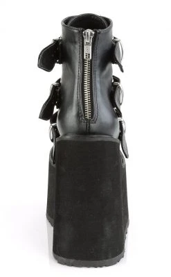 Demonia SWING-103 Black Vegan Leather Platform Ankle Boots Shoes