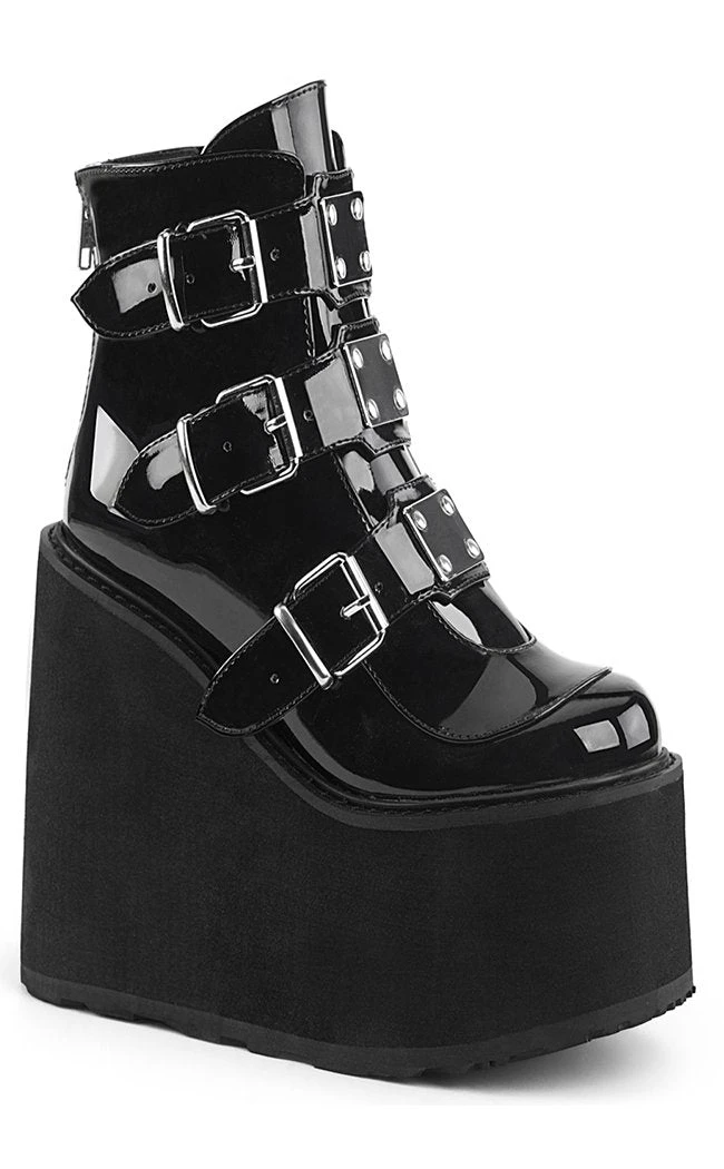 Demonia SWING-105 Black Patent Platform Ankle Boots 3 Demonia SWING-105 Black Patent Platform Ankle Boots