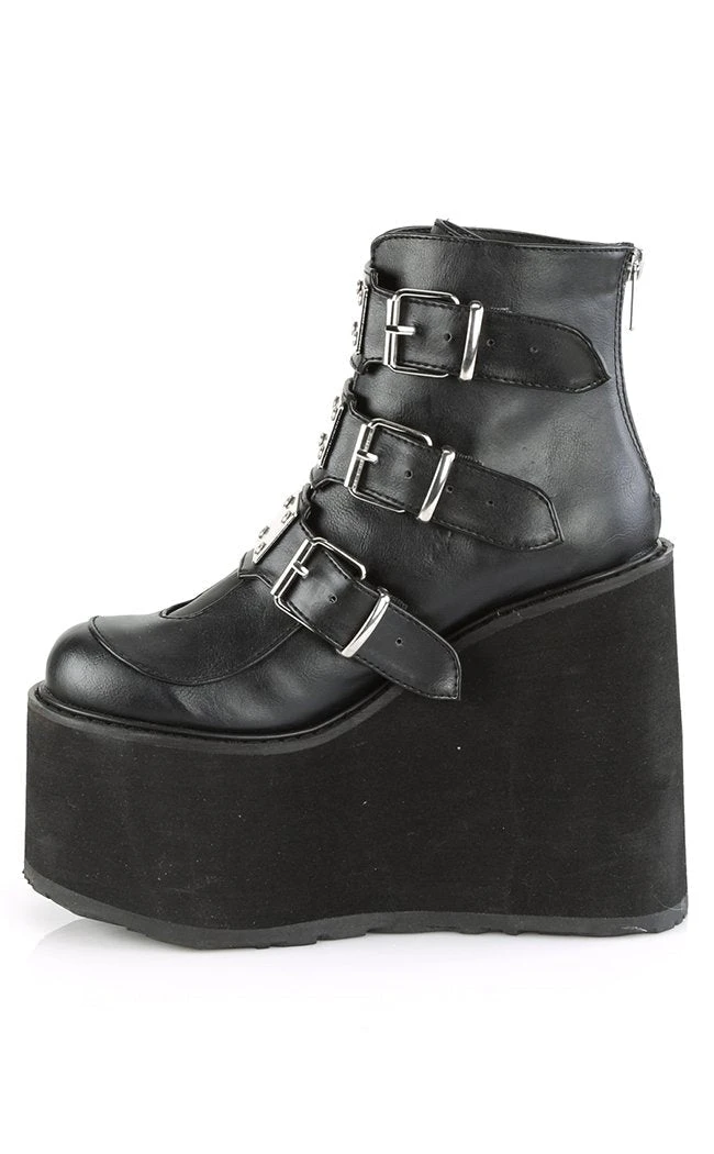 Demonia Shoes SWING-105 Black Vegan Leather Platform Ankle Boots (AU Stock) 7 Demonia Shoes SWING-105 Black Vegan Leather Platform Ankle Boots (AU Stock)