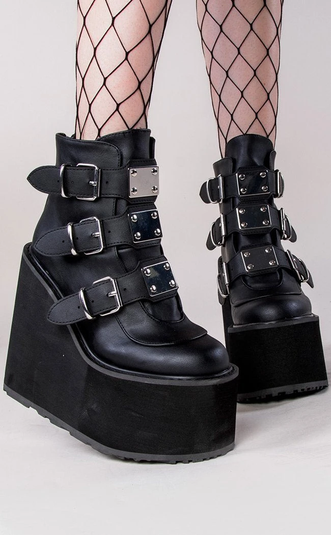 Demonia Shoes SWING-105 Black Vegan Leather Platform Ankle Boots (AU Stock) 3 Demonia Shoes SWING-105 Black Vegan Leather Platform Ankle Boots (AU Stock)