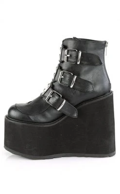 Demonia Shoes SWING-105 Black Vegan Leather Platform Ankle Boots 11 Demonia Shoes SWING-105 Black Vegan Leather Platform Ankle Boots