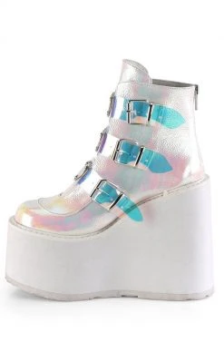 Demonia SWING-105 Pearl Iridescent Platform Ankle Boots (Au Stock)