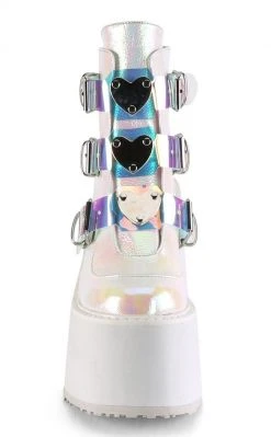 Demonia Shoes SWING-105 Pearl Iridescent Platform Ankle Boots