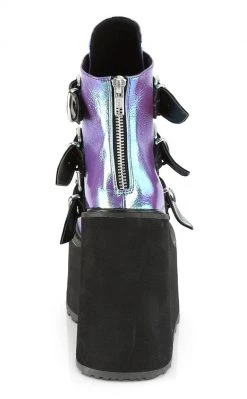 Demonia SWING-105 Purple Iridescent Platform Ankle Boots