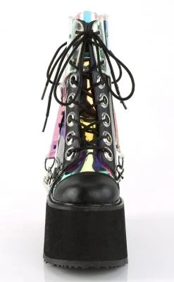 Demonia SWING-115 Black Holographic Platform Ankle Boots