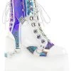 Demonia SWING-115 White & Holographic Platform Ankle Boots Shoes 2 Demonia SWING-115 White & Holographic Platform Ankle Boots Shoes