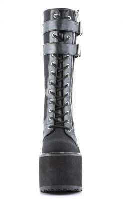 Demonia SWING-221 Black Canvas Platform Knee High Boots Shoes