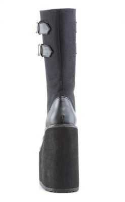 Demonia SWING-221 Black Canvas Platform Knee High Boots Shoes