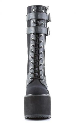 Demonia SWING-221 Black Canvas Platform Knee High Boots (Last Pair: Size 7)