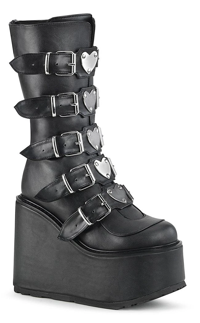Demonia Shoes SWING-230 Black Vegan Leather Platform Mid-Calf Boots (Au Stock) 6 Demonia Shoes SWING-230 Black Vegan Leather Platform Mid-Calf Boots (Au Stock)