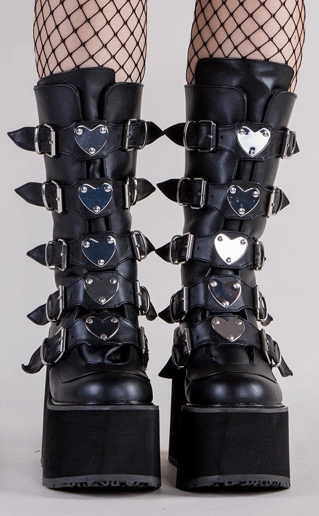 Demonia Shoes SWING-230 Black Vegan Leather Platform Mid-Calf Boots (Au Stock) 3 Demonia Shoes SWING-230 Black Vegan Leather Platform Mid-Calf Boots (Au Stock)