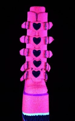 Demonia SWING-230G Pink UV Glitter Platform Mid-Calf Boots